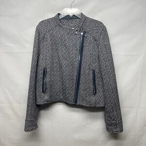Gap Crop Moto Heavy Wool Twill Women's Jacket Navy & White Size XL